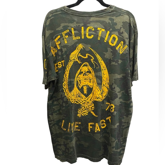 Affliction Camo T Shirt Front Back Graphic Skull Snake - Picture 4 of 6